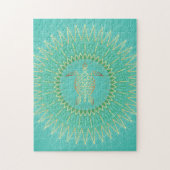 Turquoise Gold Turtle Coastal Maritime Mandala Legpuzzel (Verticaal)