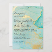 Turquoise Gold Vintage Wedding Invitation Kaart (Voorkant)