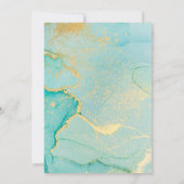 Turquoise Gold Vintage Wedding Invitation Kaart (Achterkant)