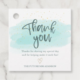 Turquoise Gold Waterverf Vrijgezellenfeest Harteli Bedankjes Labels