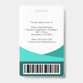 Turquoise Golf Modern Turquoise Geometrische Zakel Badge (Achterkant)