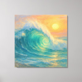 Turquoise Golf - Pastel Schilderstijl Kunst Canvas Afdruk