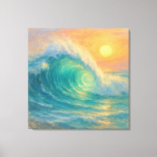 Turquoise Golf - Pastel Schilderstijl Kunst Canvas Afdruk (Voorkant)