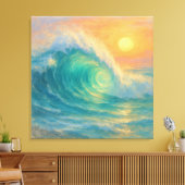Turquoise Golf - Pastel Schilderstijl Kunst Canvas Afdruk (Insitu (Woonkamer))