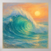 Turquoise Golf - Pastel Schilderstijl Kunst Poster (Voorkant)