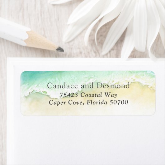 Turquoise golven aan de kust etiket (Insitu)