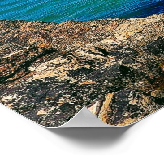 Turquoise-golven en -surf, Perranporth, Cornwall Poster (Hoek)