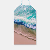 Turquoise golven op een zandstrand cadeaulabel (Voorkant)