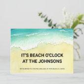 Turquoise golven op Shore Beach O'Clock Bewegen Aankondiging (Staand voorkant)