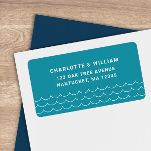 Turquoise Golven Retouradres Etiket