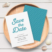 Turquoise Golven Save the Date Kaart