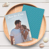 Turquoise golven Volledige foto Opslaan de datum K Save The Date