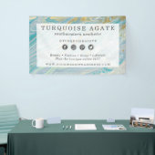 Turquoise & Goud Agaat Steen Geode Marmer Wervelin Spandoek (Beurs)