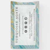 Turquoise & Goud Agaat Steen Geode Marmer Wervelin Spandoek (Verticaal)