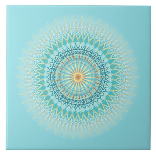 Turquoise Goud Boho Mandala Tegeltje (Voorkant)