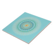 Turquoise Goud Boho Mandala Tegeltje (Zijkant)
