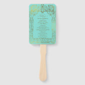 Turquoise Goud Deco Chique Glam Bruiloft Programma Handwaaier (Voorkant)