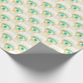 Turquoise Goud en Blauw Derde Oog Cadeaupapier (Hoek)