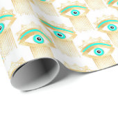 Turquoise Goud en Blauw Derde Oog Cadeaupapier (Rol Hoek)