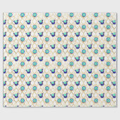 Turquoise Goud en Blauw Derde Oog Cadeaupapier (Vlak)