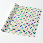 Turquoise Goud en Blauw Derde Oog Cadeaupapier (Uitgerold)