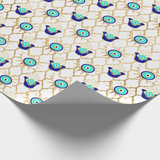 Turquoise Goud en Blauw Derde Oog Cadeaupapier (Hoek)