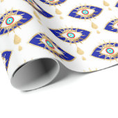 Turquoise Goud en Blauw Derde Oog Cadeaupapier (Rol Hoek)