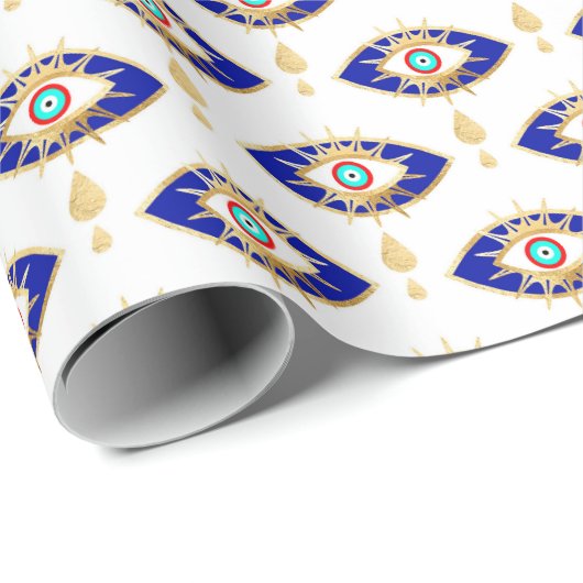 Turquoise Goud en Blauw Derde Oog Cadeaupapier (Rol Hoek)