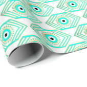 Turquoise Goud en Blauw Derde Oog Cadeaupapier (Rol Hoek)