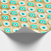 Turquoise Goud en Blauw Derde Oog Cadeaupapier (Hoek)