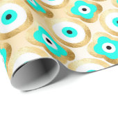Turquoise Goud en Blauw Derde Oog Cadeaupapier (Rol Hoek)