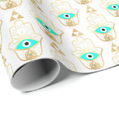 Turquoise Goud en Blauw Derde Oog Cadeaupapier (Rol Hoek)