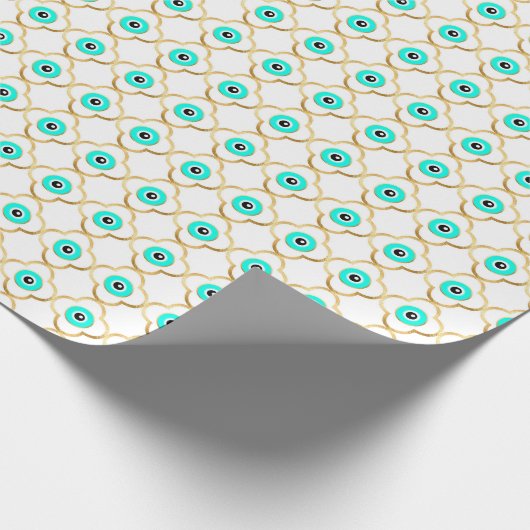 Turquoise Goud en Blauw Derde Oog Cadeaupapier (Hoek)