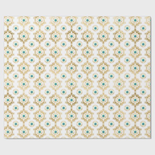 Turquoise Goud en Blauw Derde Oog Cadeaupapier (Vlak)