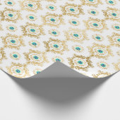 Turquoise Goud en Blauw Derde Oog Cadeaupapier (Hoek)