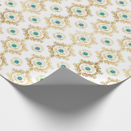 Turquoise Goud en Blauw Derde Oog Cadeaupapier (Hoek)