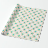 Turquoise Goud en Blauw Derde Oog Cadeaupapier (Uitgerold)