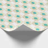 Turquoise Goud en Blauw Derde Oog Cadeaupapier (Hoek)