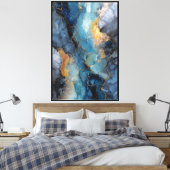 Turquoise & Goud Geode Flow Abstract Canvas Afdruk (Insitu (Slaapkamer))