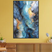 Turquoise & Goud Geode Flow Abstract Canvas Afdruk (Insitu (Woonkamer))