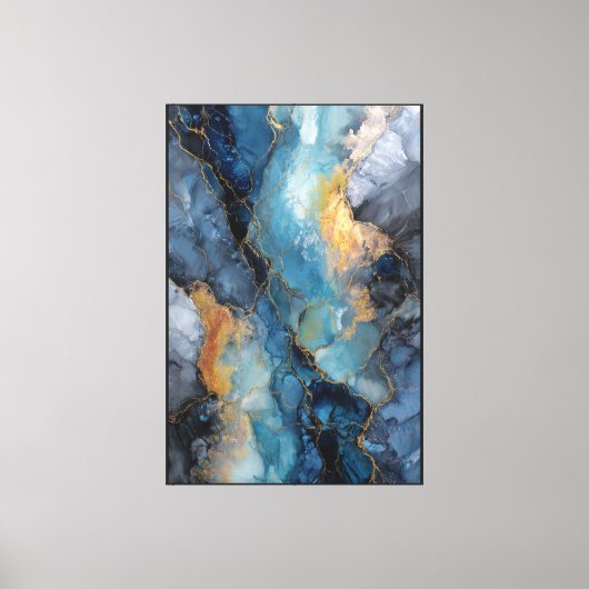 Turquoise & Goud Geode Flow Abstract Canvas Afdruk (Voorkant)