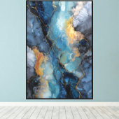 Turquoise & Goud Geode Flow Abstract Canvas Afdruk (Insitu (Houten vloer))
