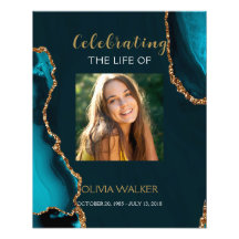 Turquoise & Goud Groen Begrafenis Welkomstbord