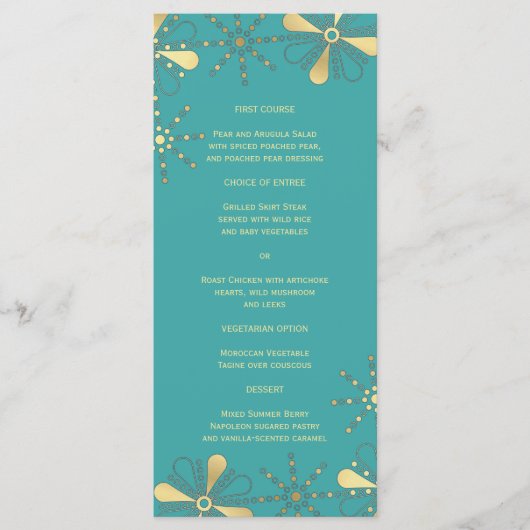 Turquoise & Goud Indiaas geïnspireerde Slim Dinner Menu (Voorkant)