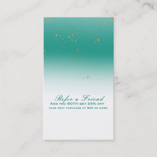 Turquoise & Goud Modern Glamour Chic Verwijs een V Aanbevelingskaartje