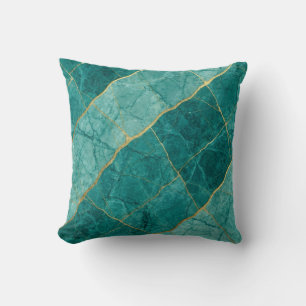 Turquoise + Goud Moderne Luxe Marmeren Worp Kussen