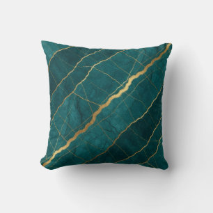 Turquoise + Goud Moderne Luxe Marmeren Worp Kussen
