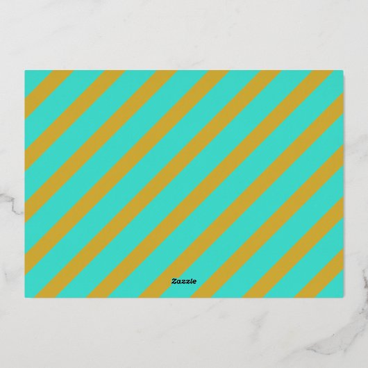 Turquoise & Goud Moderne Retro Kerstfoto Folie Feestdagenkaart (Achterkant)