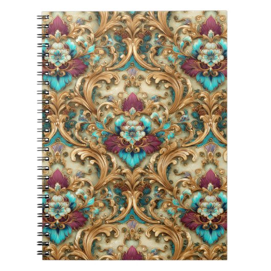 Turquoise & Goud Sierdamast Notitieboek (Voorkant)
