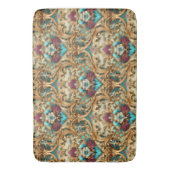 Turquoise & Goud Sierlijke Damast Badmat (Voorkant Verticaal)